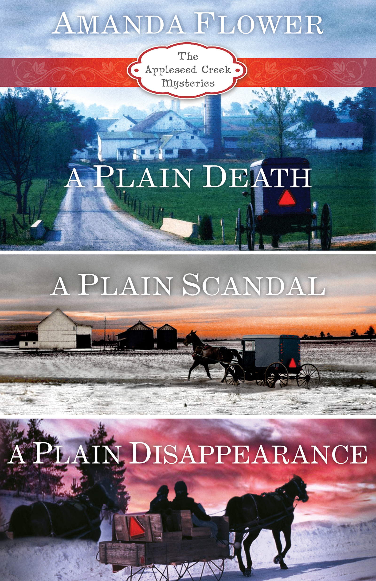 Cover image for Amanda Flower's Appleseed Creek Trilogy [electronic resource] : A Plain Death, A Plain Scandal, A Plain Disappearance